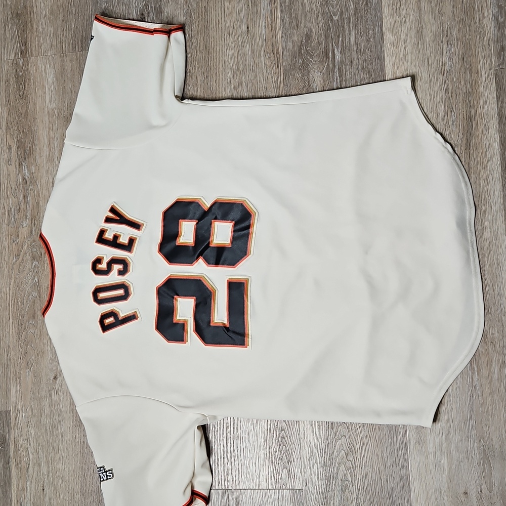 Majestic Black Label Buster Posey Button Down Embroidered 2012 SF Giants Jersey